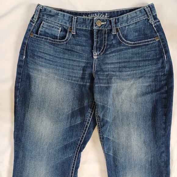 Maurices Womens Jeans Bootcut Curvy fit Dark wash Stretch Midrise Size 7/8 Long - Picture 3 of 11